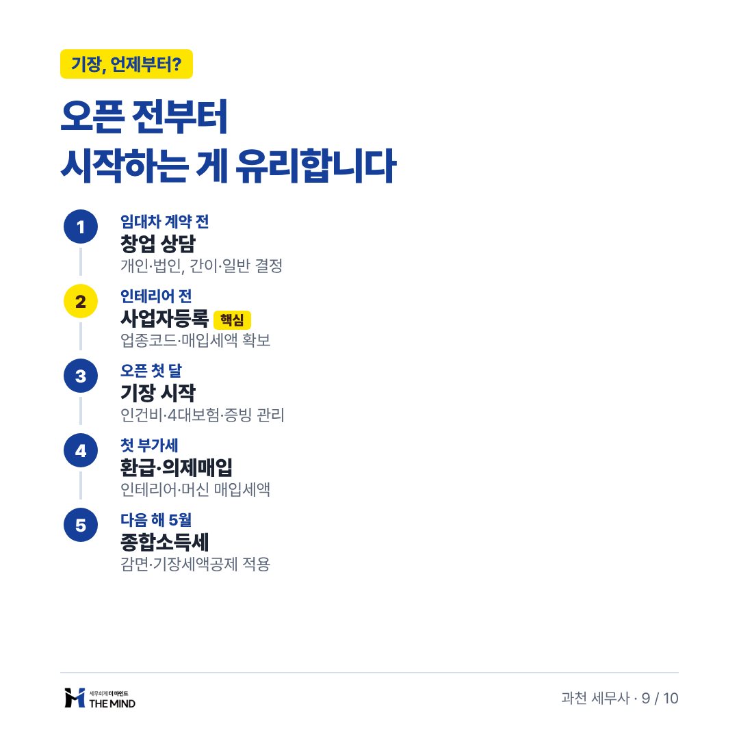 기장은 오픈 전부터 시작하는 게 유리합니다 - 카페 창업 세무 순서