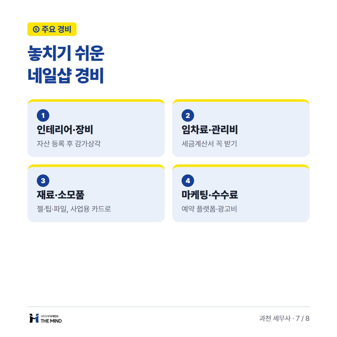 네일샵 창업 세무 기초 5가지 카드뉴스 7/8
